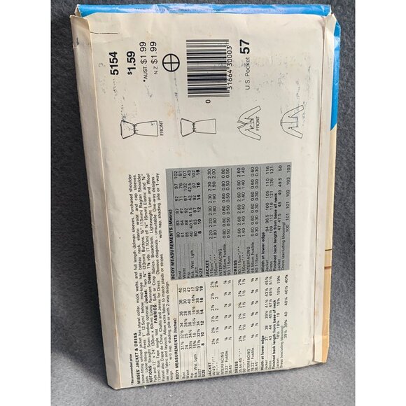 See & Sew 5154 Sewing Pattern Dress & Jacket Size A (8-10-12) uncut - Picture 2 of 2